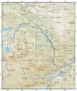 Escarpinosa_MapaIGN Itinerario de la ruta sobre Mapa del IGN