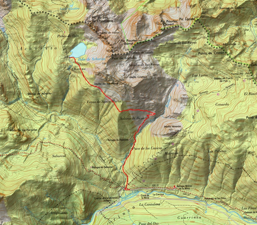 Ruta sobre mapa del IGN Acherito (1200 x 1053)