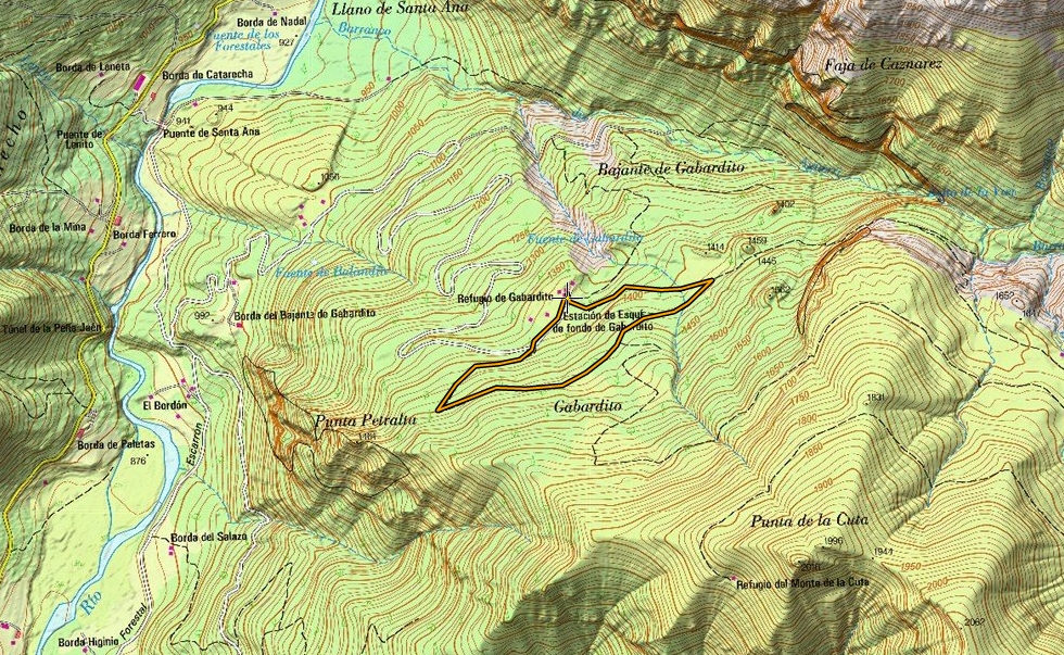 Recorrido sobre mapa del IGN Gabardito25000