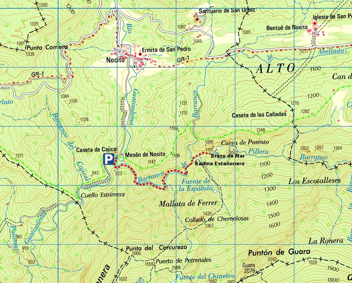 Itinerario de la ruta sobre mapa del I.G.N. Estañonero_IGN