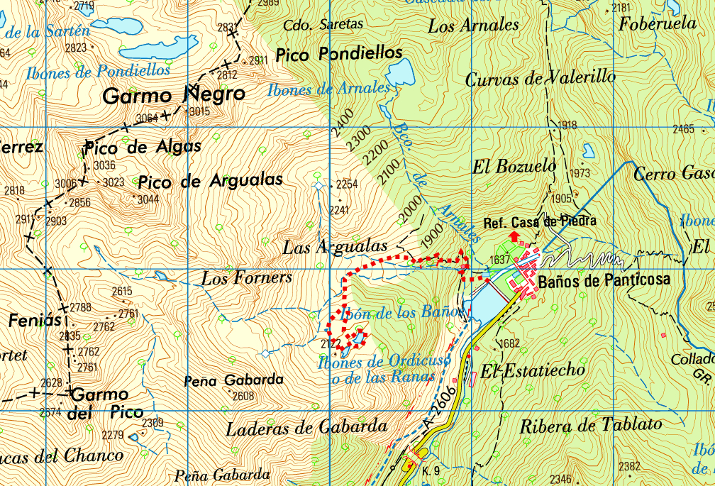 Mapa del IGN de la ruta hasta los Ibones de Ordicuso Ordicuso_IGN